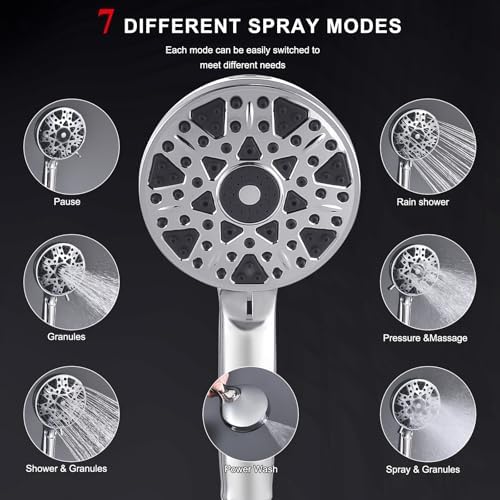 High Pressure Shower Head with 7 Spray Modes and 14 Inch Rainfall