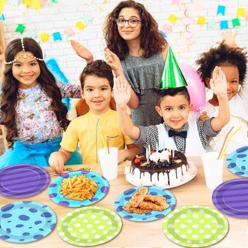 48Pcs Monster Birthday Plates 7 Inch Partyware