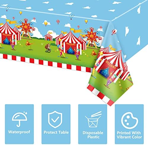 4 Pack Circus Theme Tablecloths for Birthday Parties