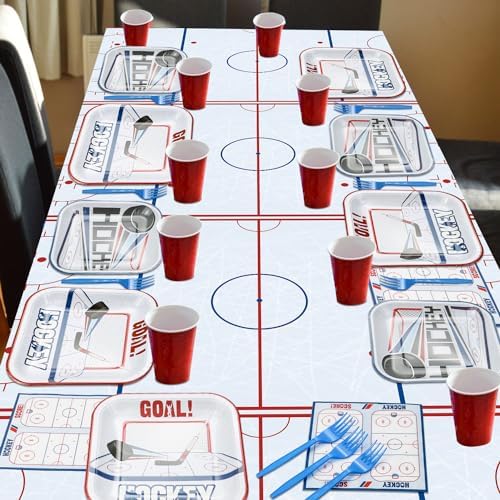 Hockey Birthday Decorations 162Pcs Tableware Pack for Kids