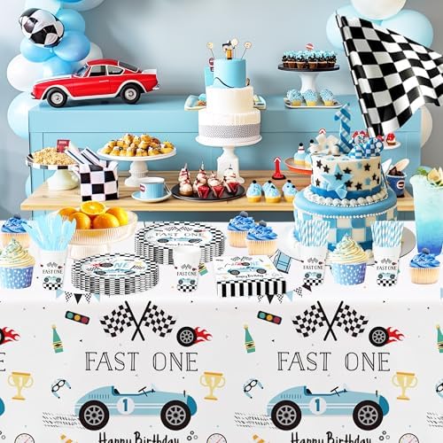 Race Car First Birthday Tableware Set for 24 Guests