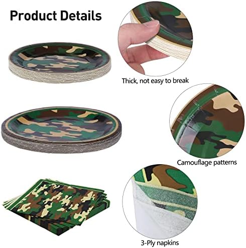 Durony 96 Piece Camouflage Party Supplies Set