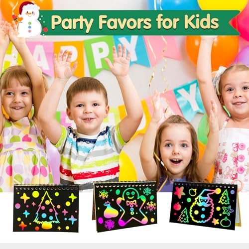 ZMLM Rainbow Scratch Art Party Favors 24 Pack Kit