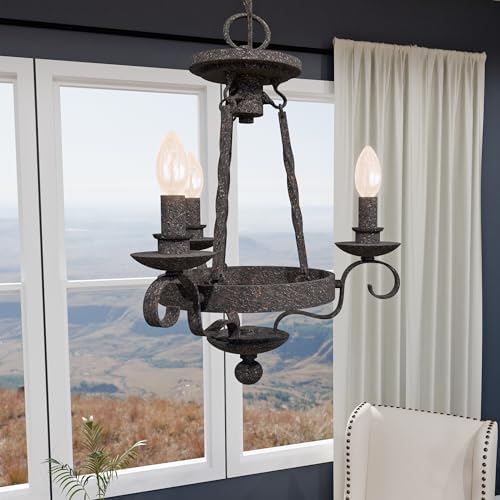 Quoizel Noble Candle Chandelier 3 Light Rustic Black