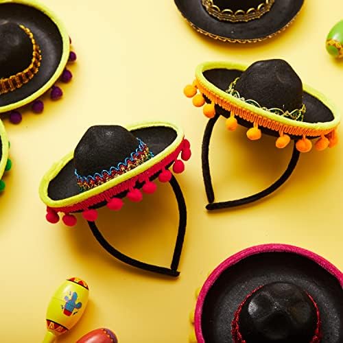 JOYIN 6PCS Fiesta Fabric Sombrero Headbands