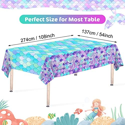 3 Pcs Mermaid Tablecloth for Birthday Decorations