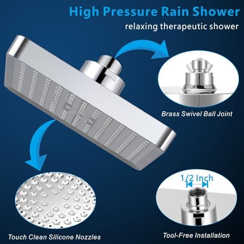 Voolan High Pressure Rain Shower Head with Handheld Spray Combo