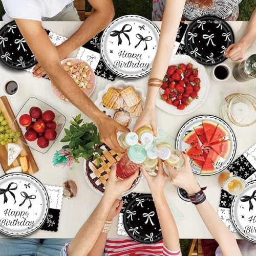 Black Bow Party Decorations Set for Birthday Celebrations