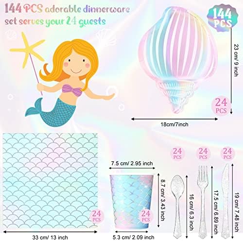 144 Pcs Mermaid Party Tableware Set