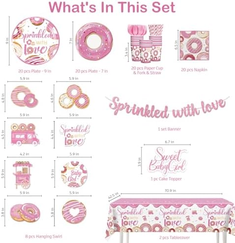 140pcs Pink Baby Sprinkle Decorations for Girl Baby Shower