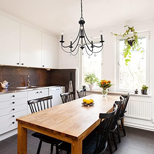 LOG BARN 5-Light Black Farmhouse Chandelier 245 Inches Diameter