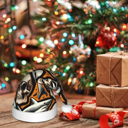 Augenstern Christmas Hat Hipster Cool Shark Skull Santa Hat Unisex
