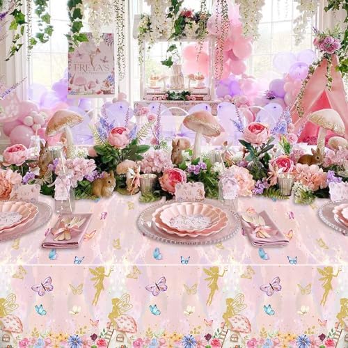 4Pcs Fairy Tablecloths - Party Table Cover for Princess and Spring Themed Events
