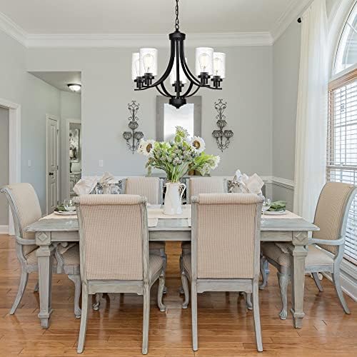 MELUCEE 5 Lights Black Farmhouse Chandelier