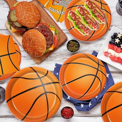 Oigco 60 Pcs Basketball Plates and Napkins for Parties