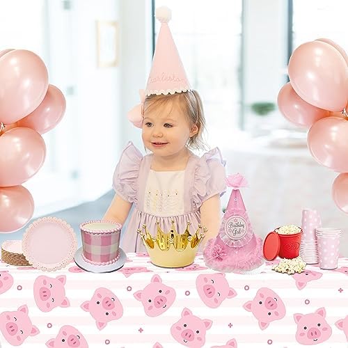 3 Pack Pink Pig Tablecloths for Birthday Party Decorations