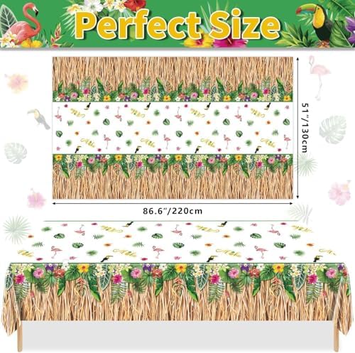8 Pack Hawaiian Luau Grass Tablecloths for Party