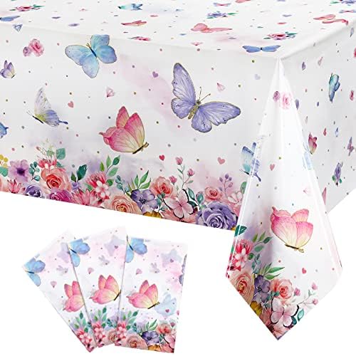 3 Piece Butterfly Tablecloth for Spring Party Decor