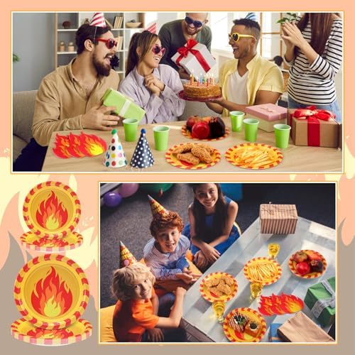 Fire Party Supplies Set 125 Pcs Tableware Decor