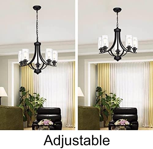 MELUCEE 5 Lights Black Farmhouse Chandelier