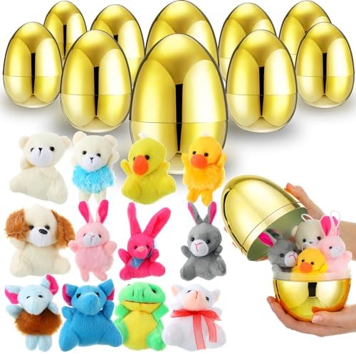 12 Set Jumbo Easter Eggs with Plush Animals