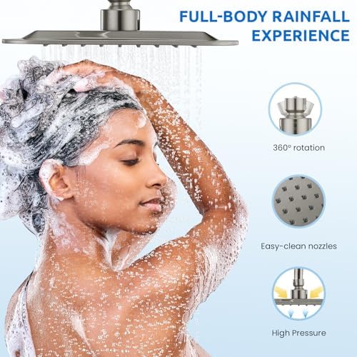 8 Dual Shower Head Combo with 6 Spray Settings and Adjustable Height