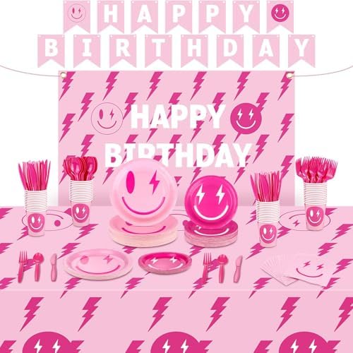 TWOWYHI 183 Pieces Preppy Birthday Decorations