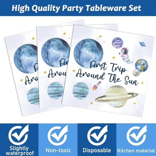 ZOIIWA 200 Pcs Space Themed Birthday Tableware Set for 50 Guests