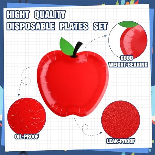 Uiifan 60 Pcs Red Apple Paper Plates Party Supplies