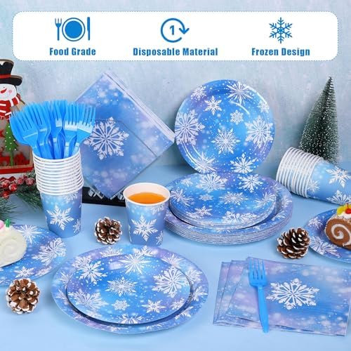 Durony 144 Piece Frozen Party Tableware Set