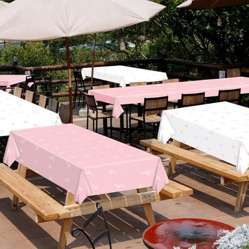 4 Pink Bow Tablecloths for Birthday Party Decorations