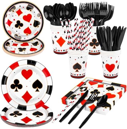 Durony 147 Piece Casino Party Tableware Set for 16 Guests