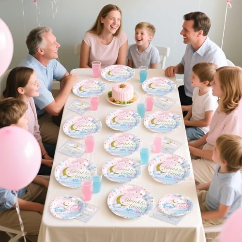 Grencian 96Pcs Twinkle Twinkle Little Star Party Plates and Napkins