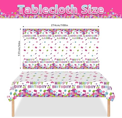 98PCS Building Blocks Party Tableware Set for 16 Guests