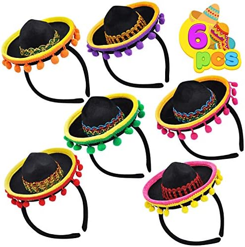 JOYIN 6PCS Fiesta Fabric Sombrero Headbands