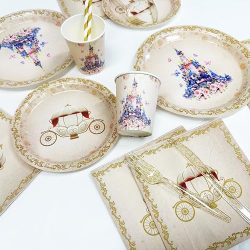 112 PCS Princess Party Plates and Napkins Set