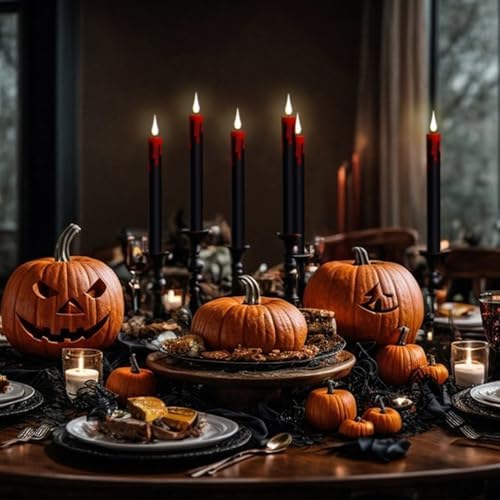 GenSwin Halloween Black Taper Flameless Candles with Remote Timer