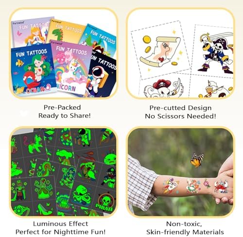 288PCS Glow Temporary Tattoos Kids Party Favor Set
