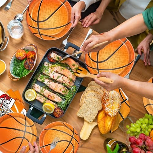 Oigco 60 Pcs Basketball Plates and Napkins for Parties
