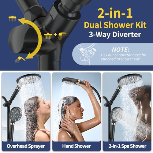 HANLIAN Dual Shower Head with Handheld Spray Combo
