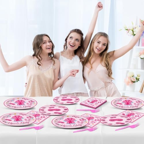 100 Pcs Pajama Party Plates Napkins Set for Sleepover
