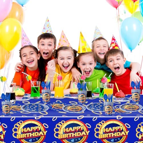 Shunhong 81Pcs Cartoon Blue Hedgehog Party Tableware Set