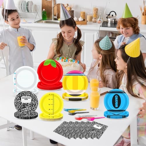 Welcome Back to School 96 PCS Paper Plates Napkins Forks Set