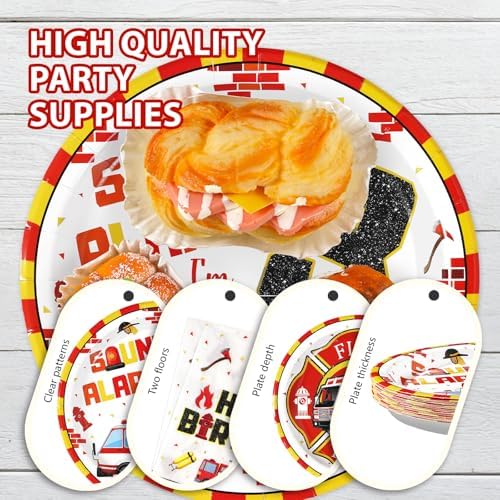 96Pcs Fire Truck 3rd Birthday Party Decorations Set