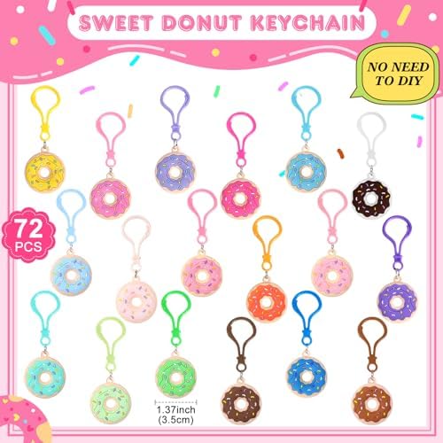 Jadive 72 Pcs Donut Party Favors Keychain Set