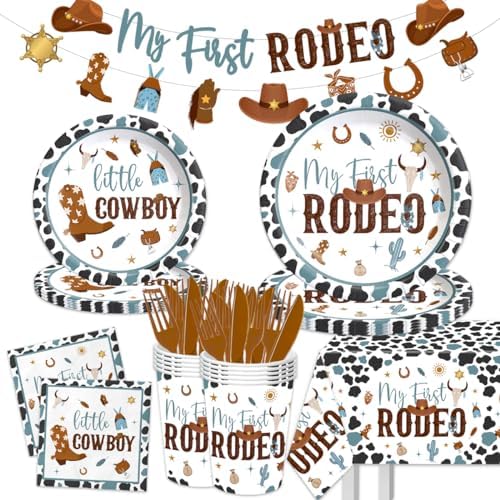 My First Rodeo Birthday Party Supplies for Boy 142Pcs