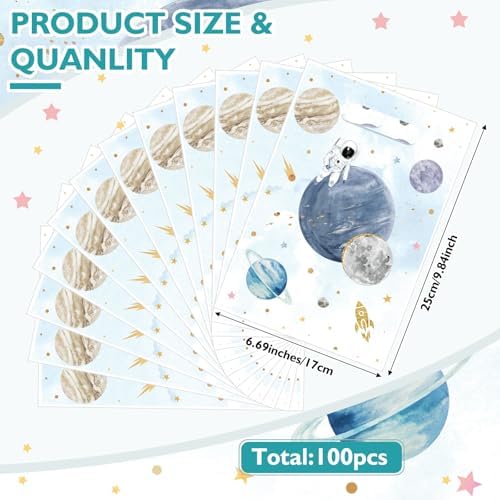 Blosssound 100 Pcs Space Party Treat Bags with Handles
