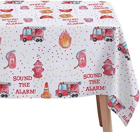 Fire Truck Birthday Table Cover - 2 Pack 54x108 Inches