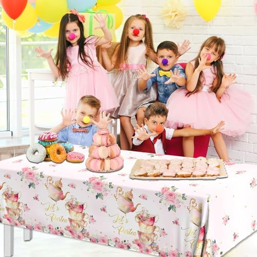 Pink Floral Tea Party Tablecloth Set of 3