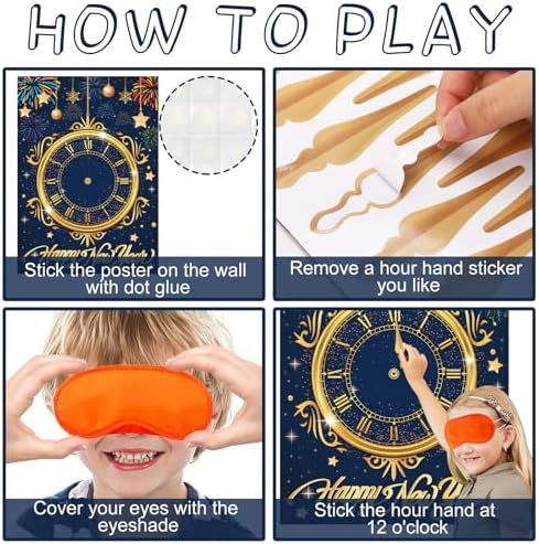 AUGSUN New Year Party Games with 24 Stickers